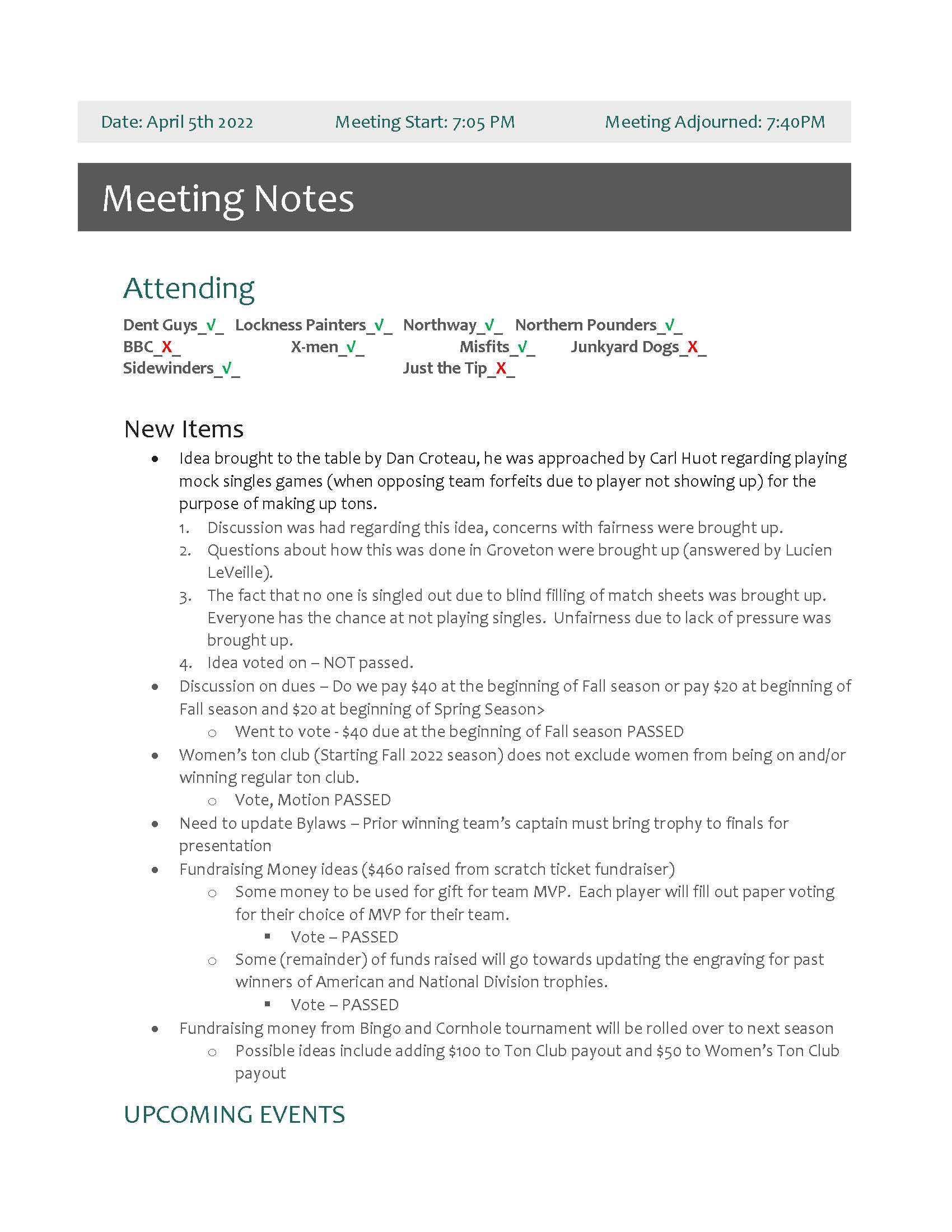 April 2022 Meeting Minutes